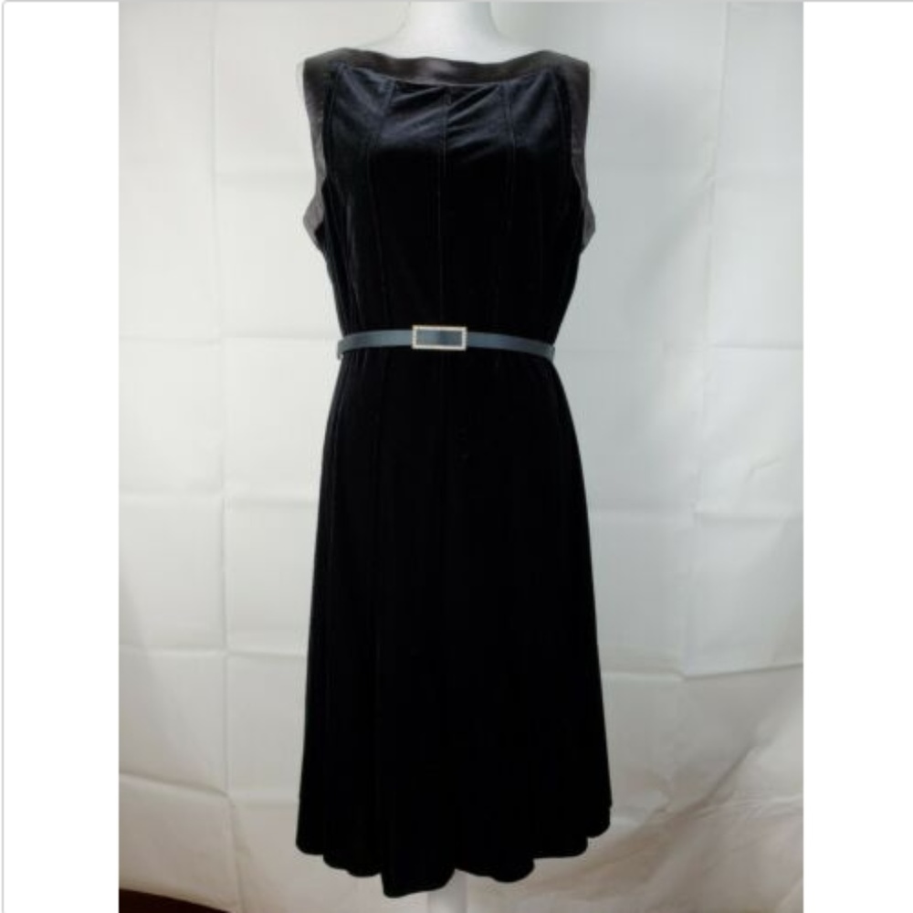 Sandra Darren Sz 12 Dress Midi Black Stretch